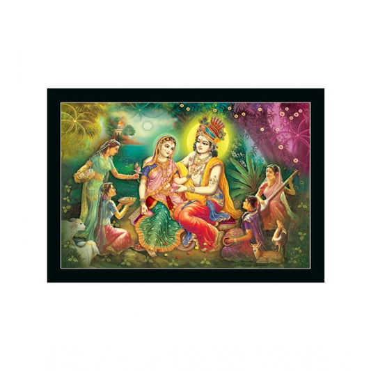 Generic Radha Krishna Painting with Synthetic Photo Frame (Multicolor)