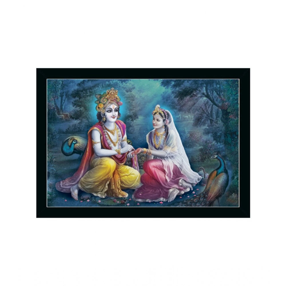 Generic Radha Krishna Painting with Synthetic Photo Frame (Multicolor)