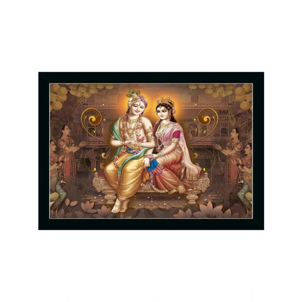 Generic Radha Krishna Painting with Synthetic Photo Frame (Multicolor)