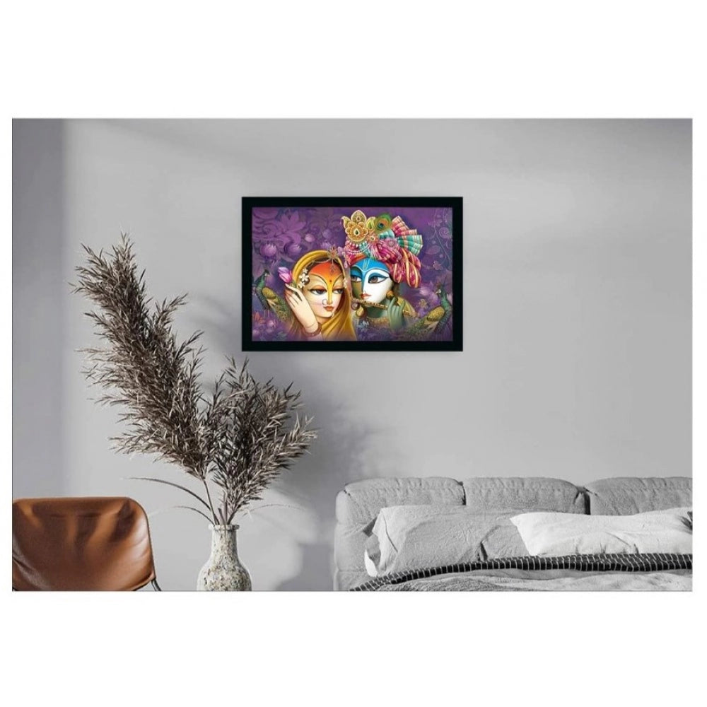 Generic Radha Krishna Painting with Synthetic Photo Frame (Multicolor)