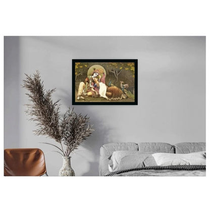 Generic Radha Krishna Painting with Synthetic Photo Frame (Multicolor)