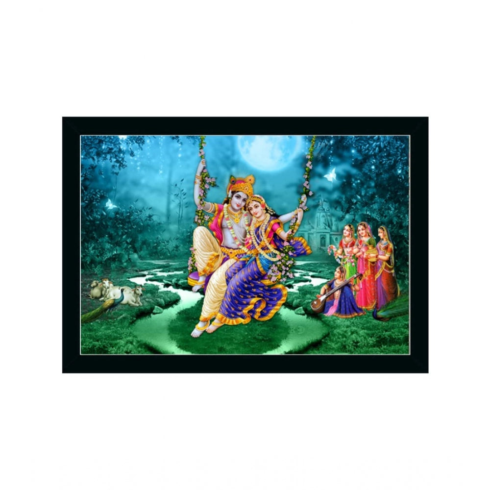 Generic Radha Krishna Painting with Synthetic Photo Frame (Multicolor)