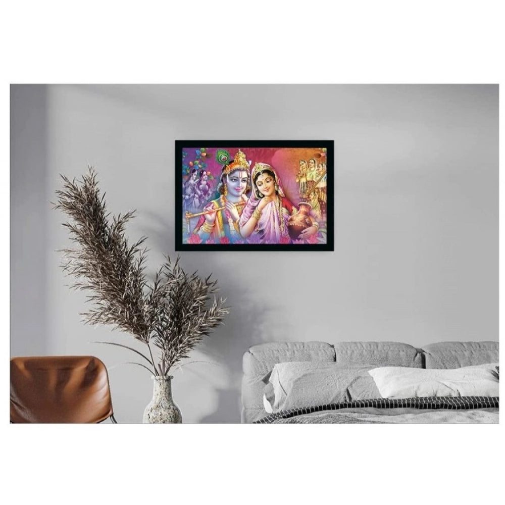 Generic Radha Krishna Painting with Synthetic Photo Frame (Multicolor)