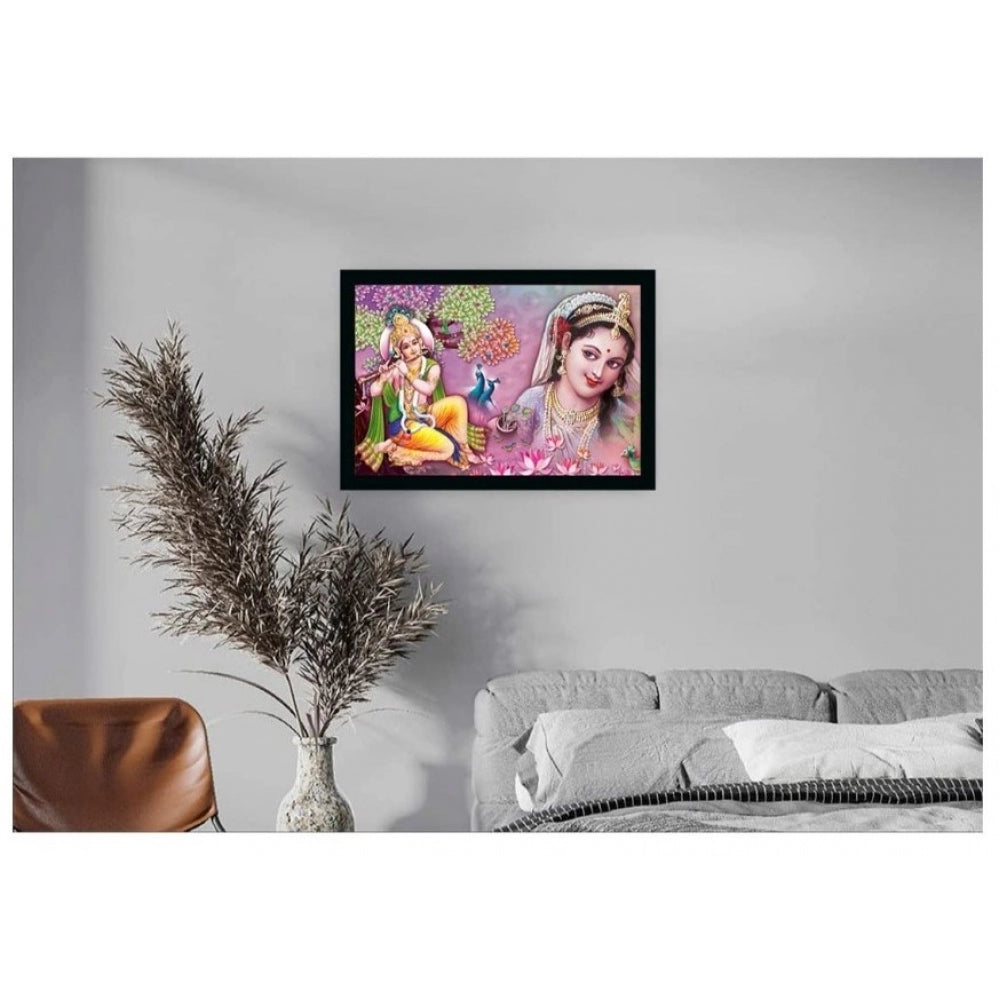 Generic Radha Krishna Painting with Synthetic Photo Frame (Multicolor)