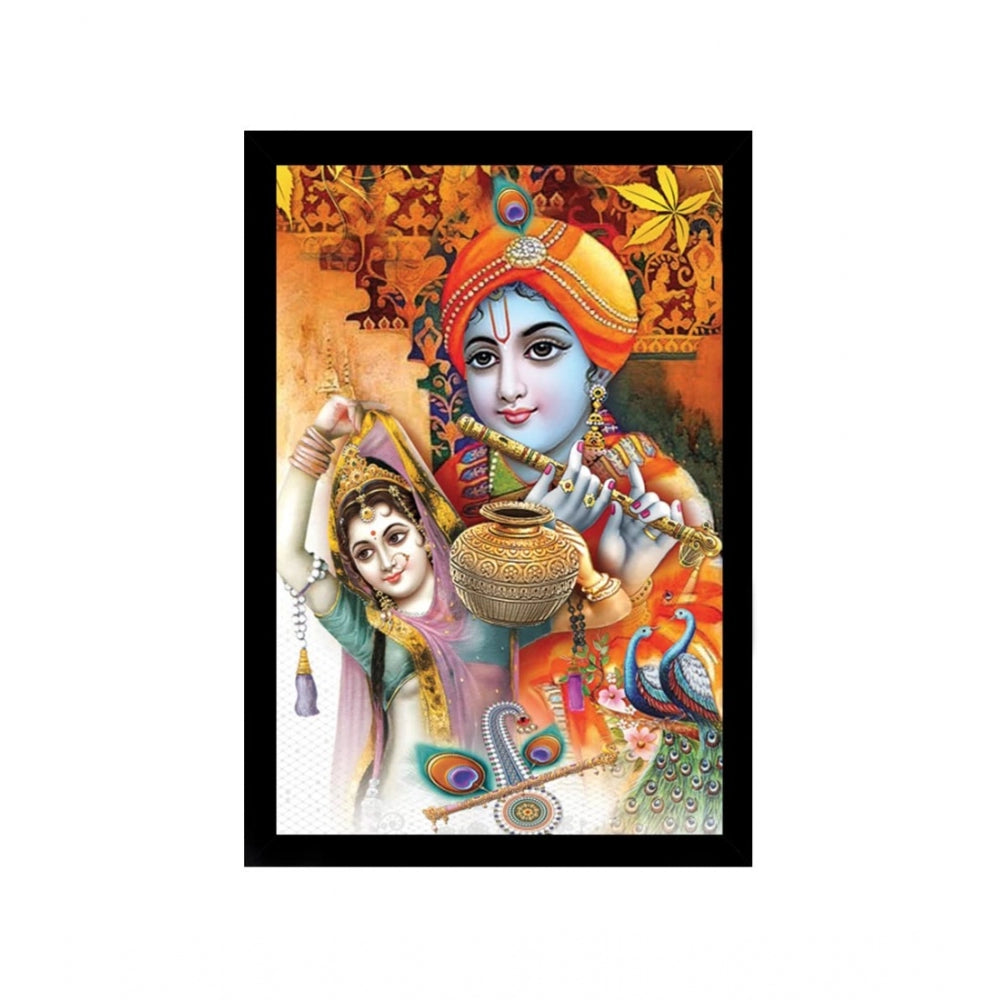 Generic Radha Krishna Painting with Synthetic Photo Frame (Multicolor)