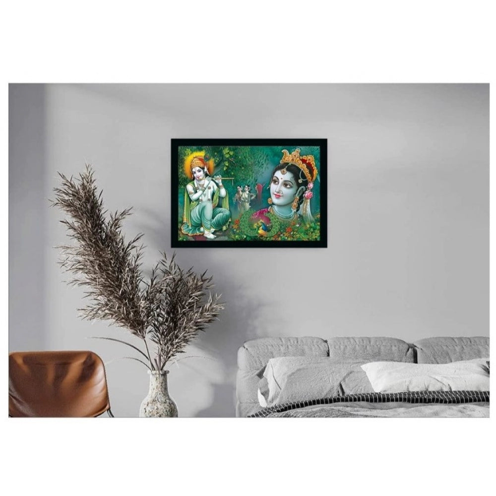 Generic Radha Krishna Painting with Synthetic Photo Frame (Multicolor)