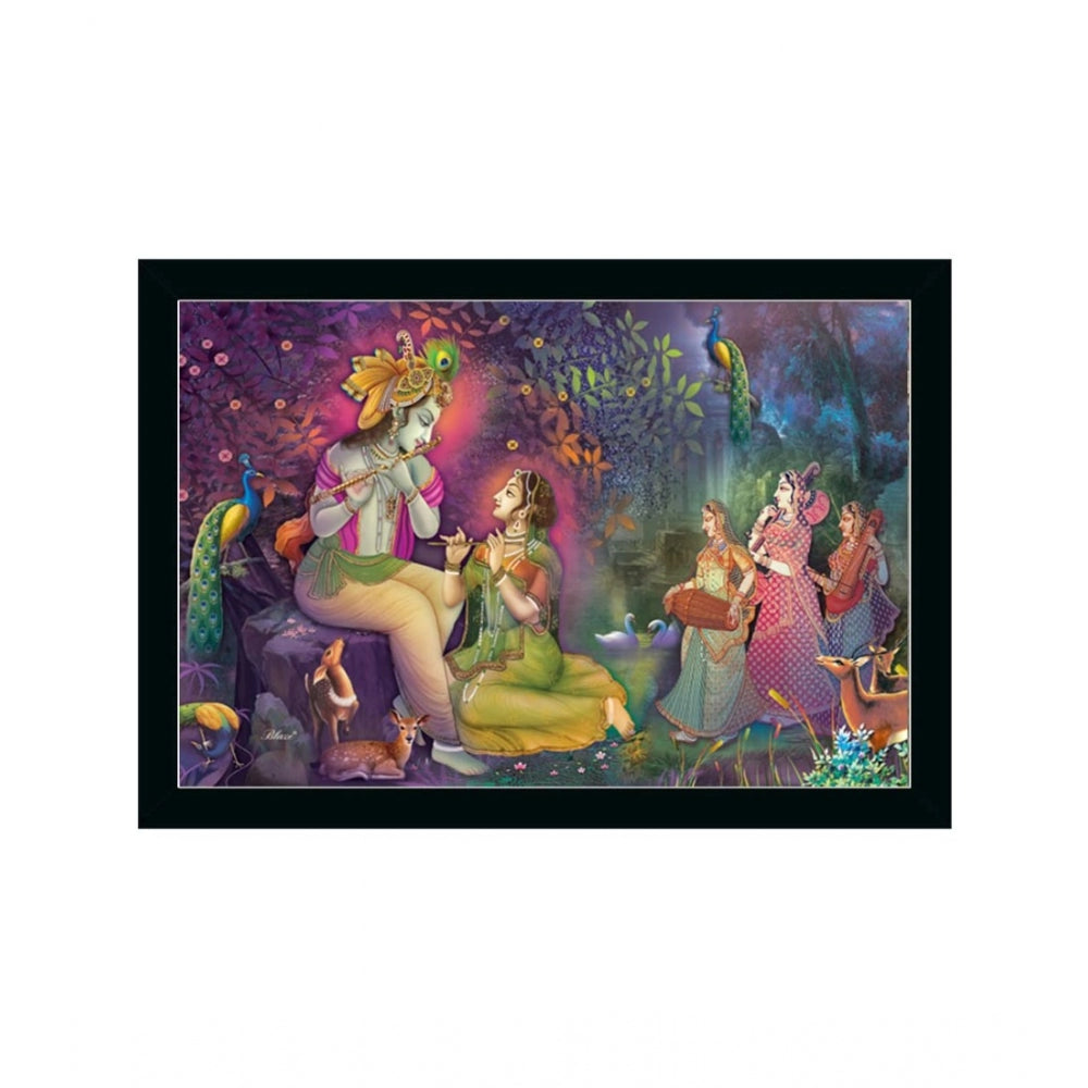 Generic Radha Krishna Painting with Synthetic Photo Frame (Multicolor)