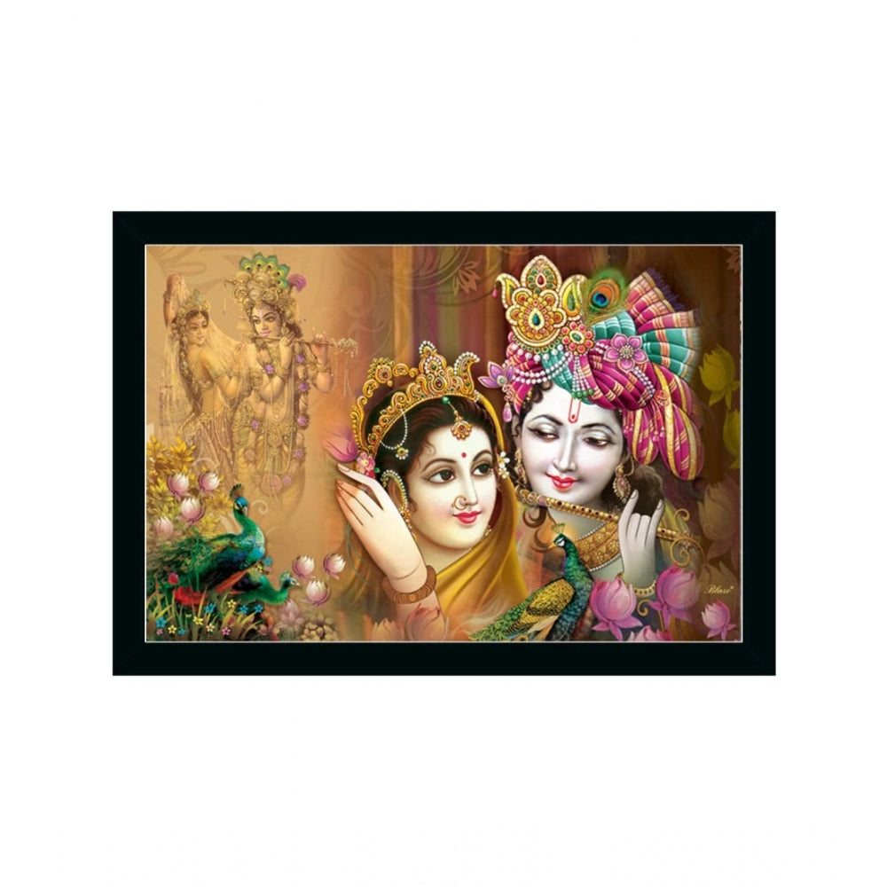 Generic Radha Krishna Painting with Synthetic Photo Frame (Multicolor)