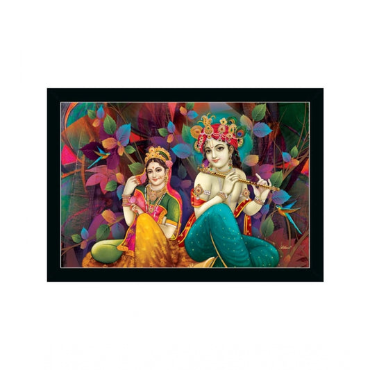 Generic Radha Krishna Painting with Synthetic Photo Frame (Multicolor)