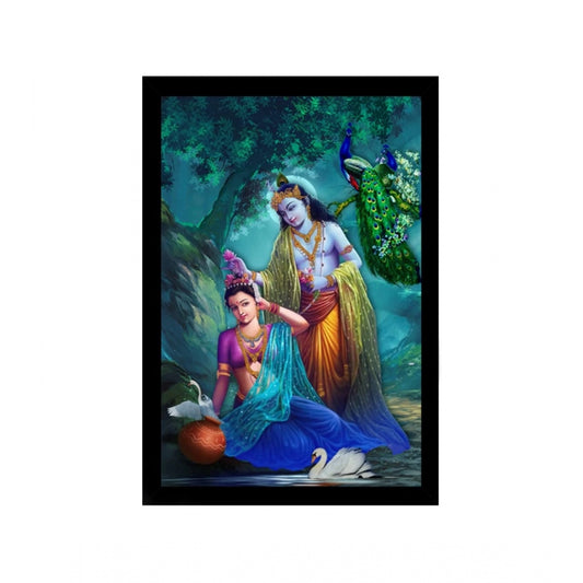 Generic Radha Krishna Painting with Synthetic Photo Frame (Multicolor)