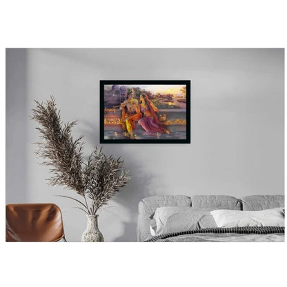 Generic Radha Krishna Painting with Synthetic Photo Frame (Multicolor)