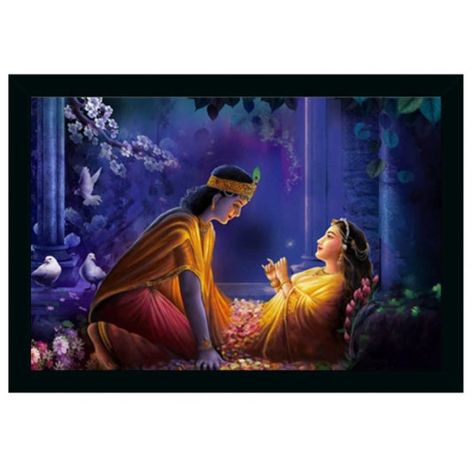 Generic Radha Krishna Painting Vinyl Sparkle Coated with Synthetic Photo Frame (Multicolor)