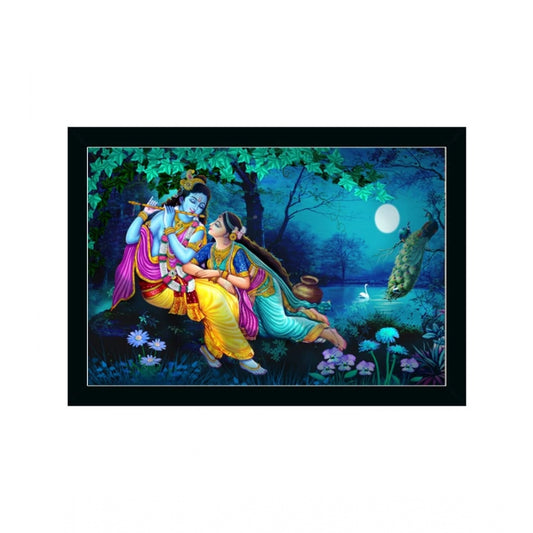 Generic Radha Krishna Painting with Synthetic Photo Frame (Multicolor)