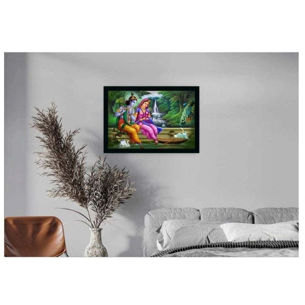 Generic Radha Krishna Painting with Synthetic Photo Frame (Multicolor)