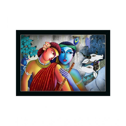 Generic Radha Krishna Painting with Synthetic Photo Frame (Multicolor)