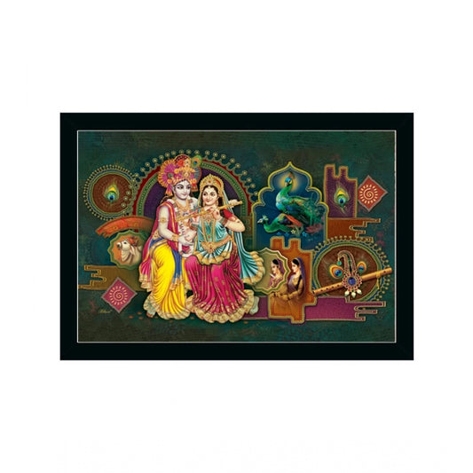 Generic Radha Krishna Painting with Synthetic Photo Frame (Multicolor)