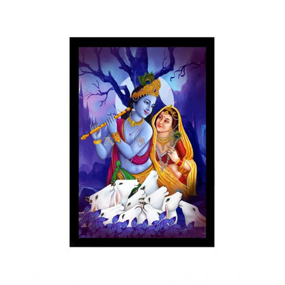 Generic Radha Krishna Painting with Synthetic Photo Frame (Multicolor)