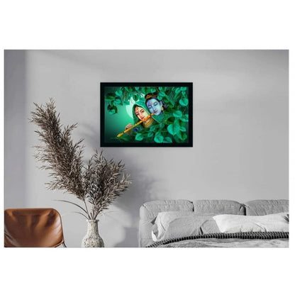 Generic Radha Krishna Painting with Synthetic Photo Frame (Multicolor)