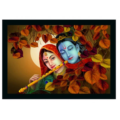 Generic Radha Krishna Painting with Synthetic Photo Frame (Multicolor)