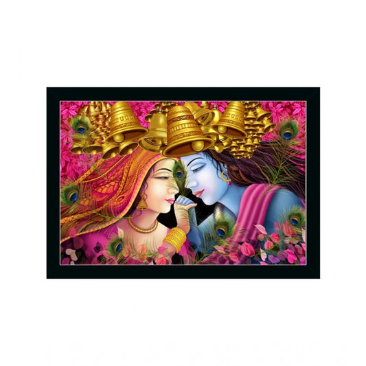 Generic Radha Krishna Painting with Synthetic Photo Frame (Multicolor)