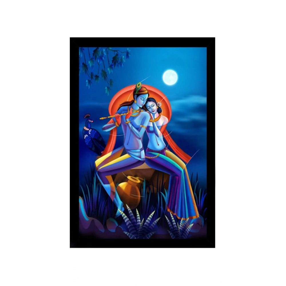 Generic Radha Krishna Painting with Synthetic Photo Frame (Multicolor)