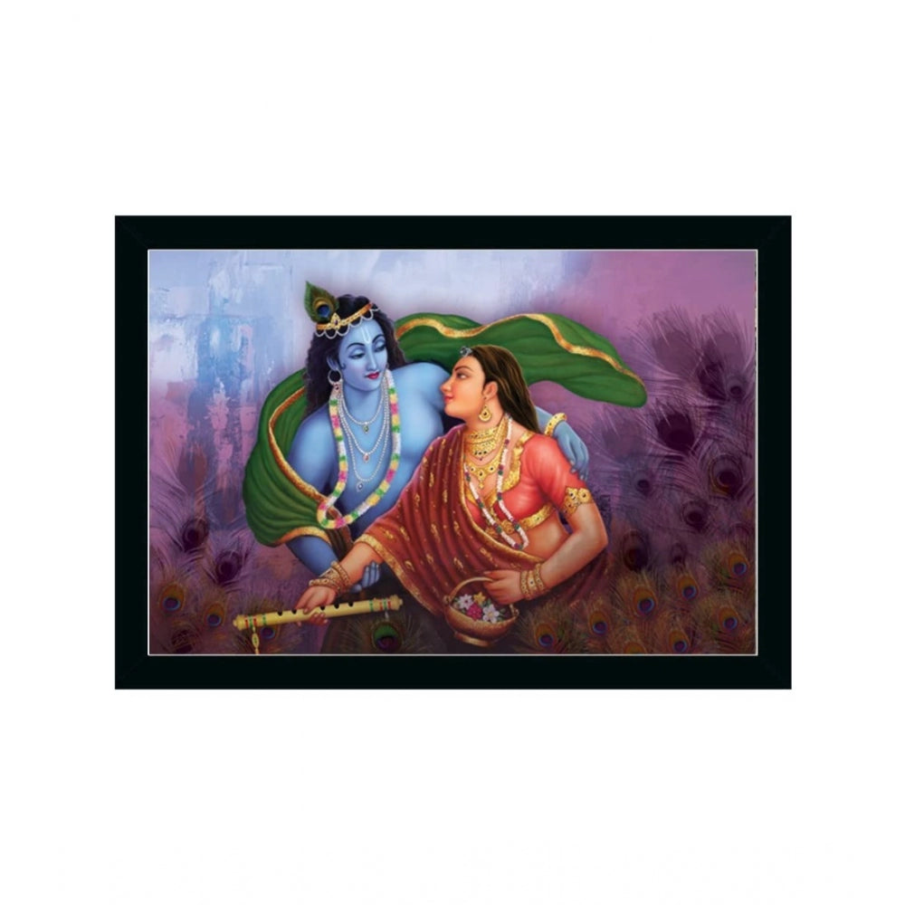 Generic Radha Krishna Painting with Synthetic Photo Frame (Multicolor)