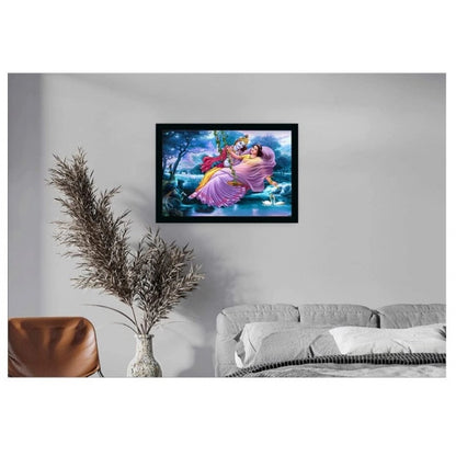 Generic Radha Krishna Painting with Synthetic Photo Frame (Multicolor)