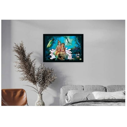 Generic Radha Krishna Painting with Synthetic Photo Frame (Multicolor)