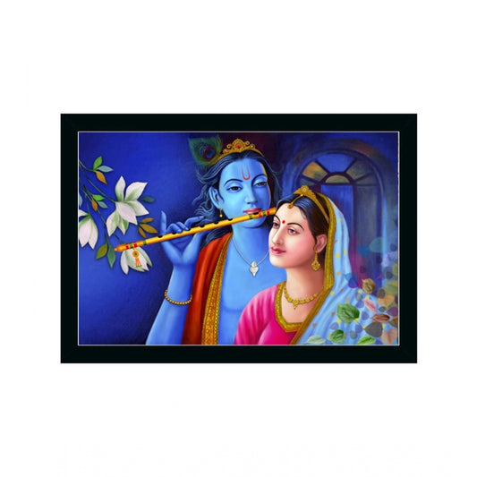 Generic Radha Krishna Painting with Synthetic Photo Frame (Multicolor)