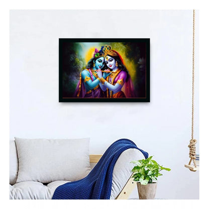 Generic Radha Krishna Painting with Synthetic Photo Frame (Multicolor)