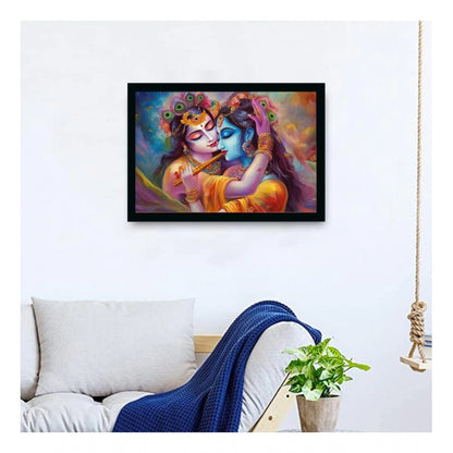 Generic Radha Krishna Painting with Synthetic Photo Frame (Multicolor)