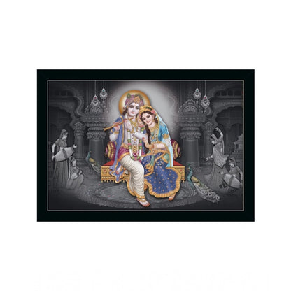 Generic Radha Krishna Painting with Synthetic Photo Frame (Multicolor)