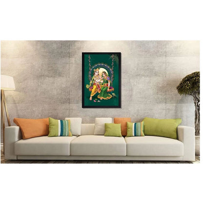 Generic Radha Krishna Painting with Synthetic Photo Frame (Multicolor)