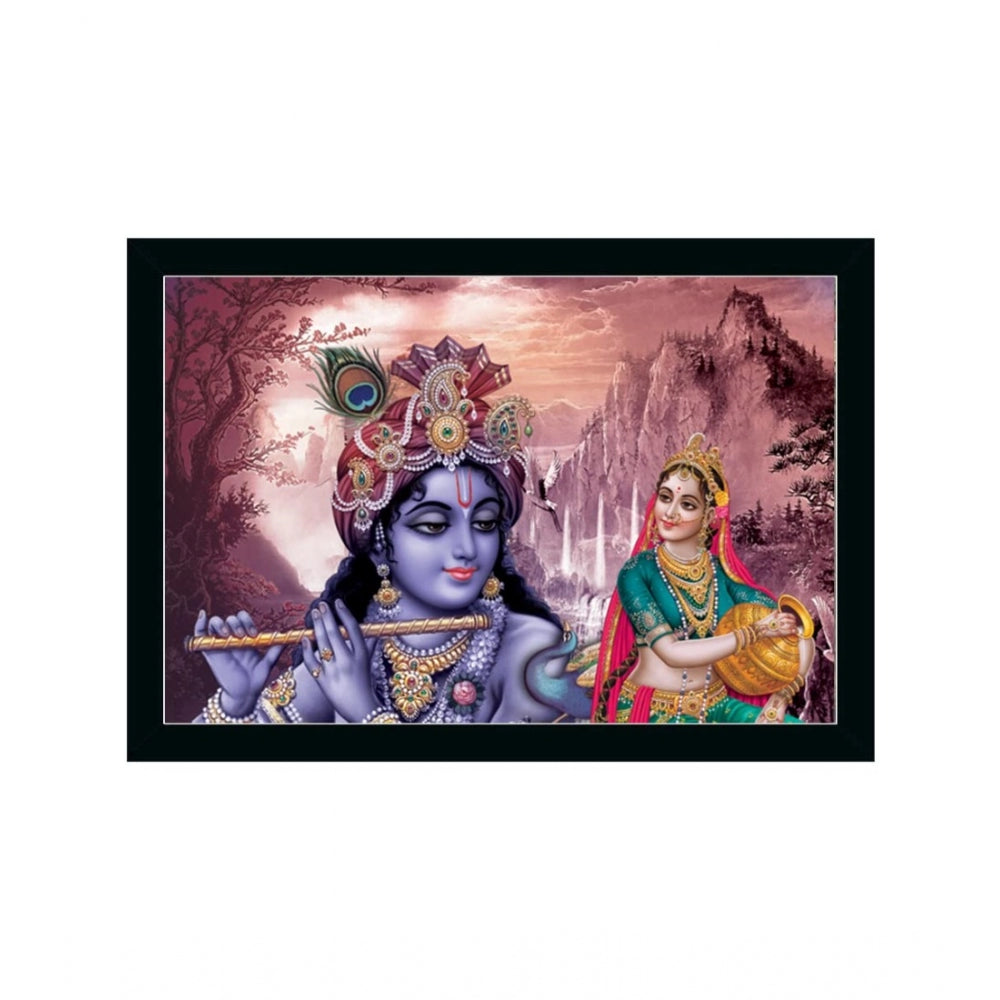 Generic Radha Krishna Painting with Synthetic Photo Frame (Multicolor)