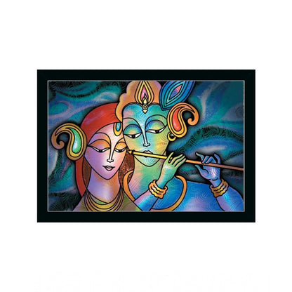 Generic Radha Krishna Painting with Synthetic Photo Frame (Multicolor)