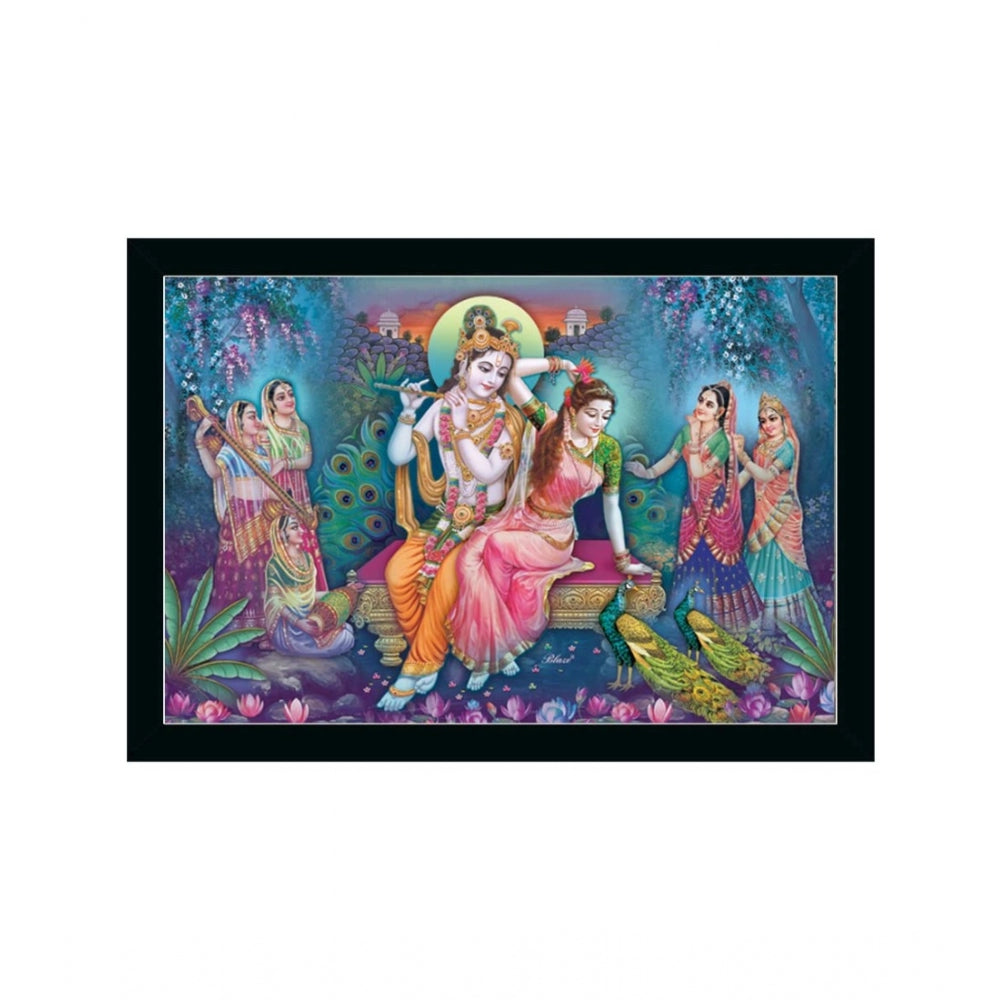 Generic Radha Krishna Painting with Synthetic Photo Frame (Multicolor)