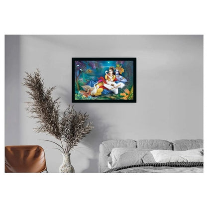 Generic Radha Krishna Painting with Synthetic Photo Frame (Multicolor)