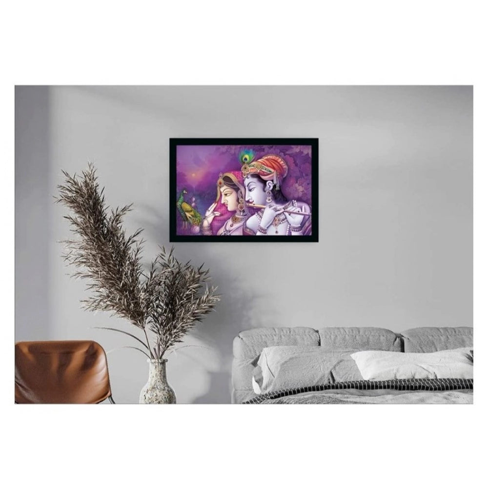 Generic Radha Krishna Painting with Synthetic Photo Frame (Multicolor)