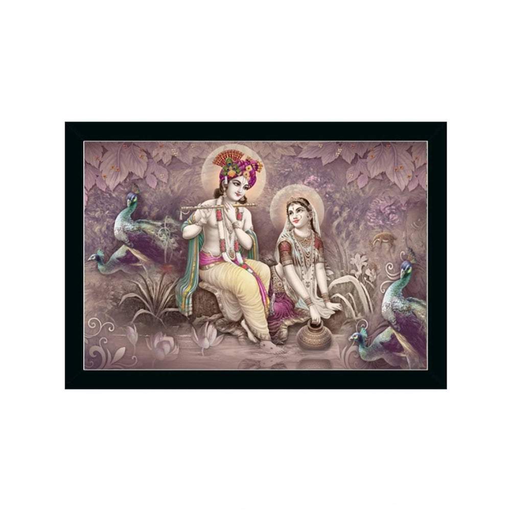 Generic Radha Krishna Painting with Synthetic Photo Frame (Multicolor)