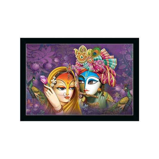 Generic Radha Krishna Painting with Synthetic Photo Frame (Multicolor)