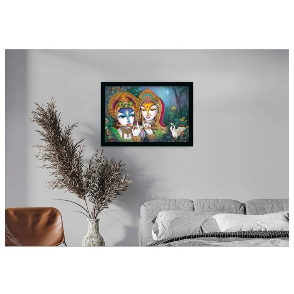 Generic Radha Krishna Painting with Synthetic Photo Frame (Multicolor)