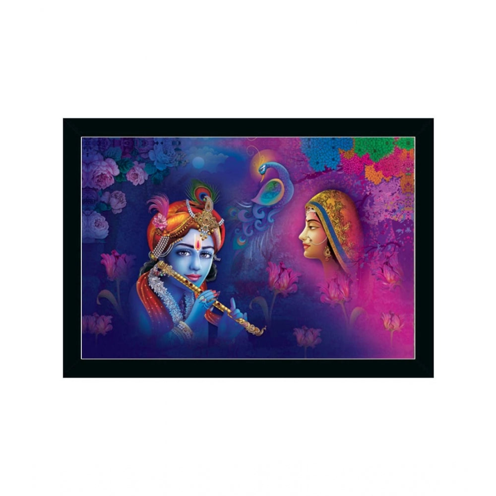 Generic Radha Krishna Painting with Synthetic Photo Frame (Multicolor)