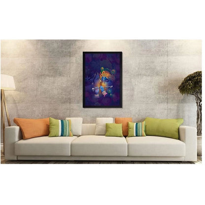 Generic Radha Krishna Painting with Synthetic Photo Frame (Multicolor)