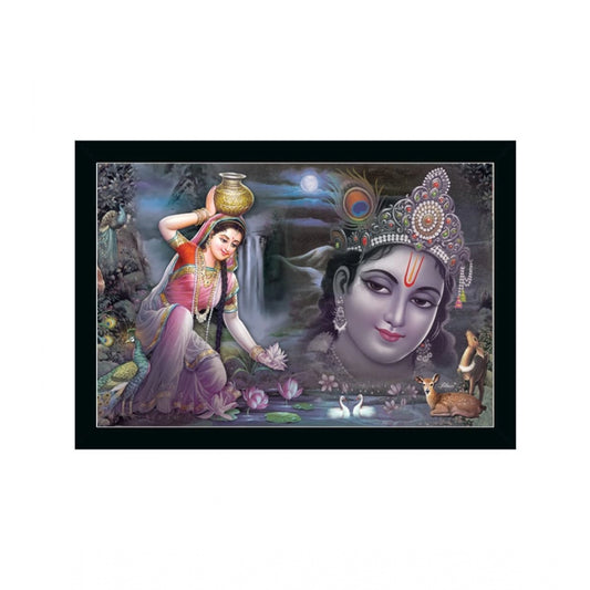 Generic Radha Krishna Painting with Synthetic Photo Frame (Multicolor)