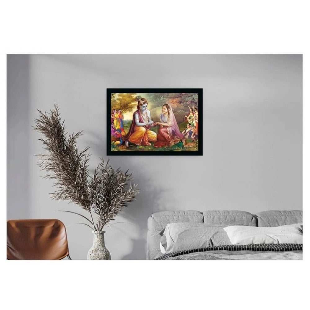 Generic Radha Krishna Painting with Synthetic Photo Frame (Multicolor)