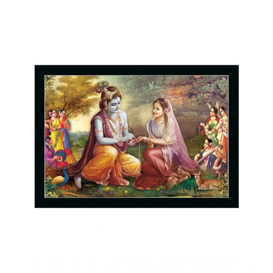 Generic Radha Krishna Painting with Synthetic Photo Frame (Multicolor)