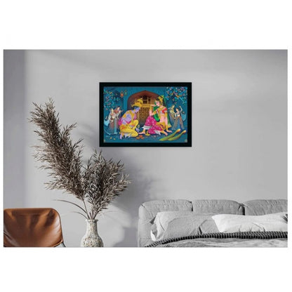 Generic Radha Krishna Painting with Synthetic Photo Frame (Multicolor)