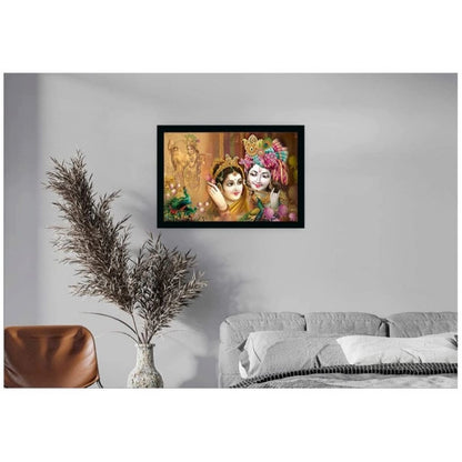 Generic Radha Krishna Painting with Synthetic Photo Frame (Multicolor)