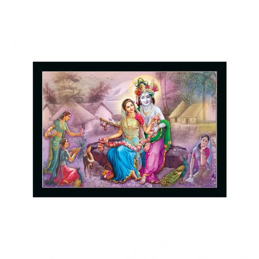 Generic Radha Krishna Painting with Synthetic Photo Frame (Multicolor)