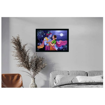 Generic Radha Krishna Painting with Synthetic Photo Frame (Multicolor)